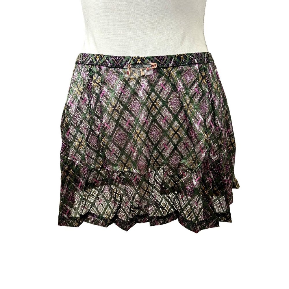 Savage X Fenty Y2K Plaid Coquette Lace Trim Indie Sleaze Mini Skirt Lingerie 1X